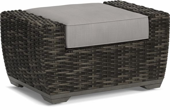 Montecello Gray Outdoor Ottoman with Silver Cushion