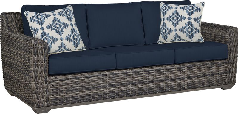 Cindy Crawford Home Montecello Gray Outdoor Sofa with Ink Cushions