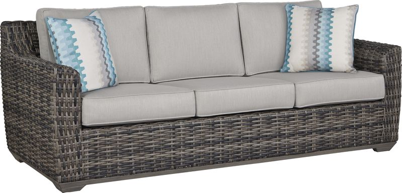 Montecello Gray Outdoor Sofa with Silver Cushions