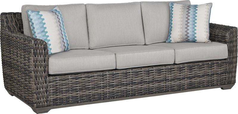 Cindy Crawford Home Montecello Gray Outdoor Sofa with Silver Cushions