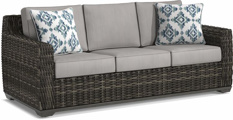 Montecello Gray Outdoor Sofa with Silver Cushions