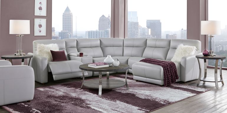 Cindy Crawford Home Salento Gray 6 Pc Leather Power Reclining Sectional