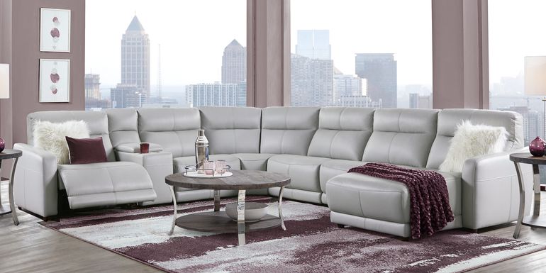 Cindy Crawford Home Salento Gray 7 Pc Leather Power Reclining Sectional