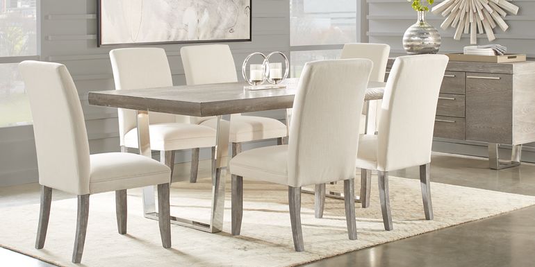 San Francisco Gray 7 Pc Dining Room with White Chairs