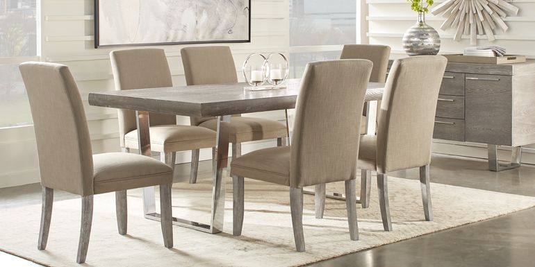 San Francisco Gray 7 Pc Dining Room with Brown Chairs