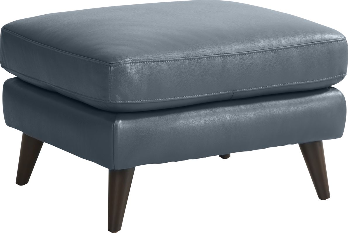 Blue leather deals ottoman