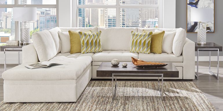 Sheridan Square Off-White 5 Pc Sleeper Sectional Living Room