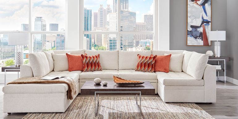 Sheridan Square Off-White 6 Pc Sleeper Sectional Living Room