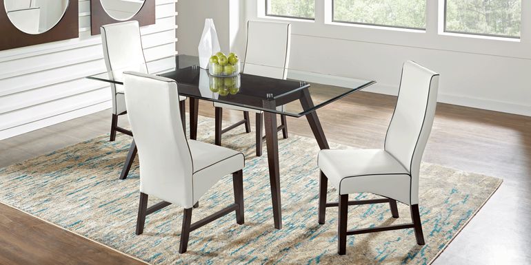 Colonia Hills Espresso 5 Pc 78 in. Rectangle Dining Room with White Chairs