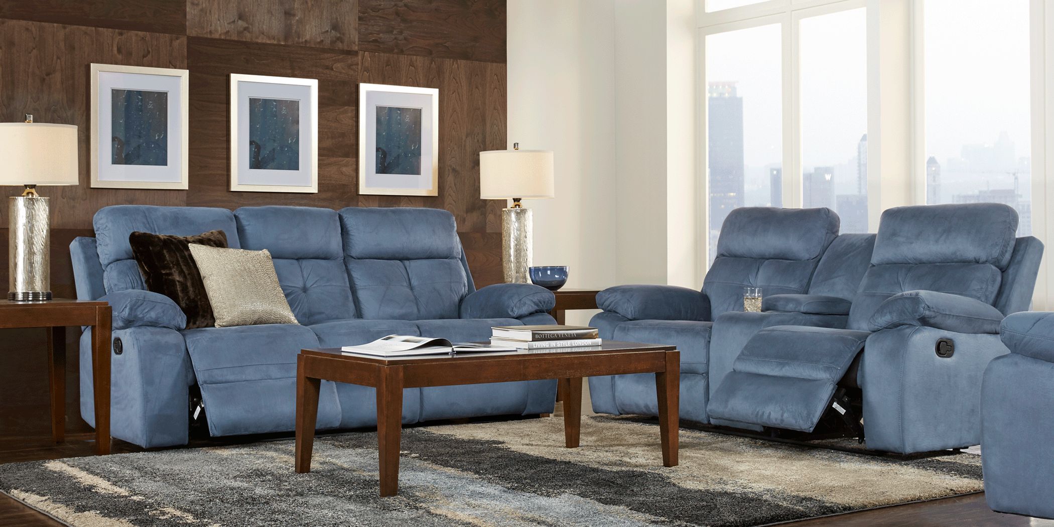 Corinne Blue 2 Pc Reclining Living Room