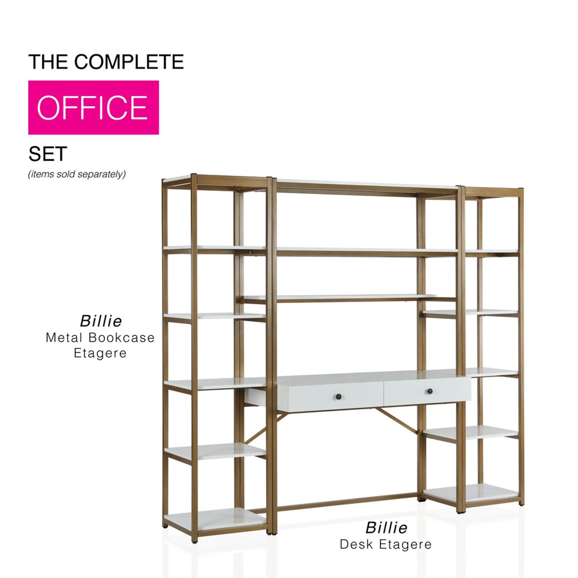 Cosmoliving billie shop metal desk etagere