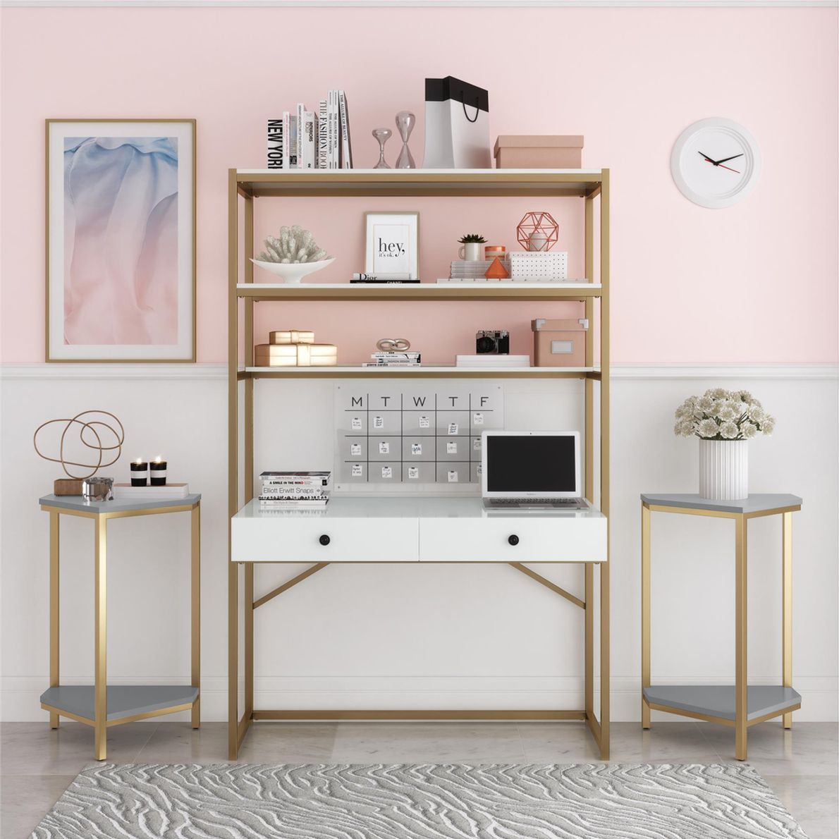 Cosmoliving billie shop metal desk etagere
