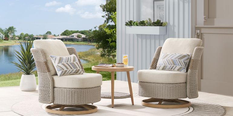 Costa Mesa Natural 3 Pc Outdoor Chat Set