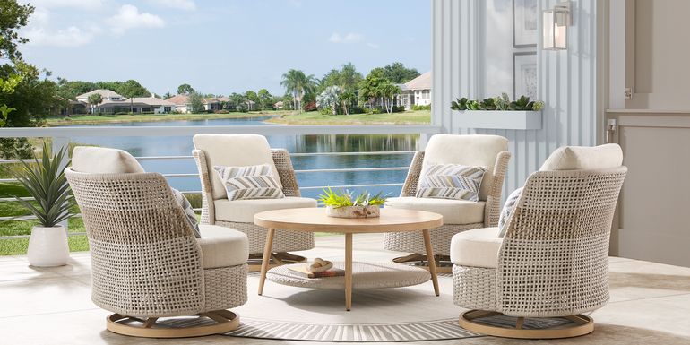 Costa Mesa Natural 5 Pc Outdoor Chat Set