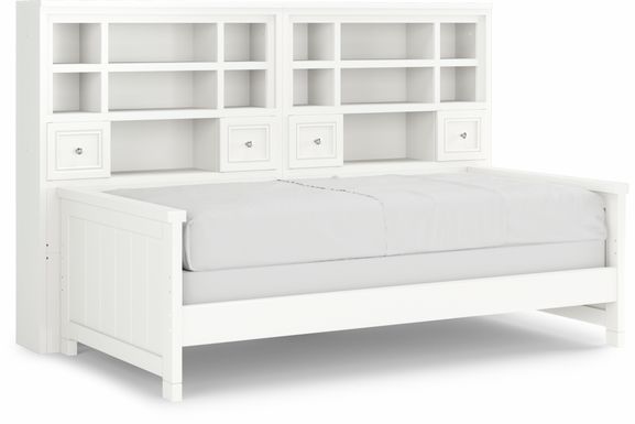 Kids Cottage Colors White Twin Bookcase Wall Bed