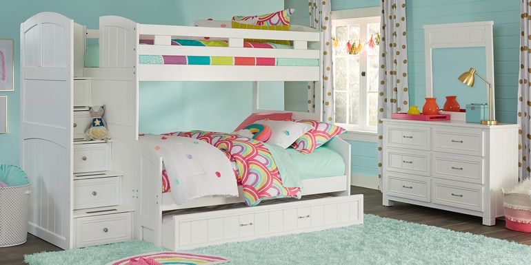 Kids Cottage Colors White Twin/Full Step Bunk