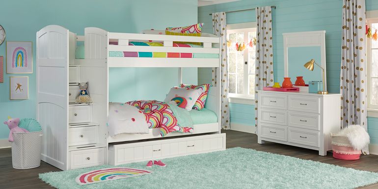 Kids Cottage Colors White Twin/Twin Step Bunk Bed