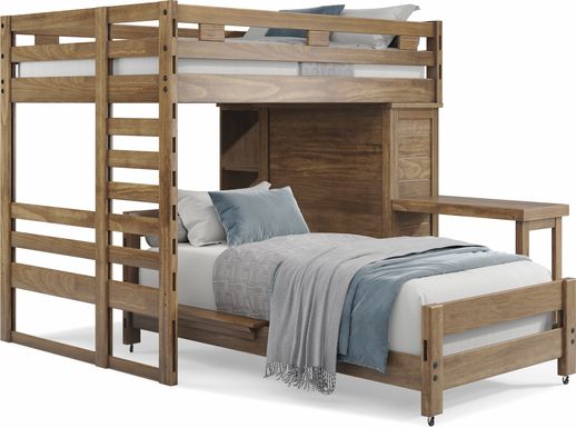 Kids Creekside 2.0 Chestnut Full/Twin Loft with Loft Chest, Bookcase and Desk Attachment