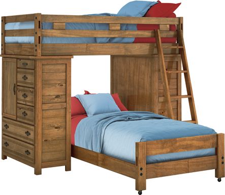 Creekside Chestnut Twin/Twin Student Loft Bed with Two Chests