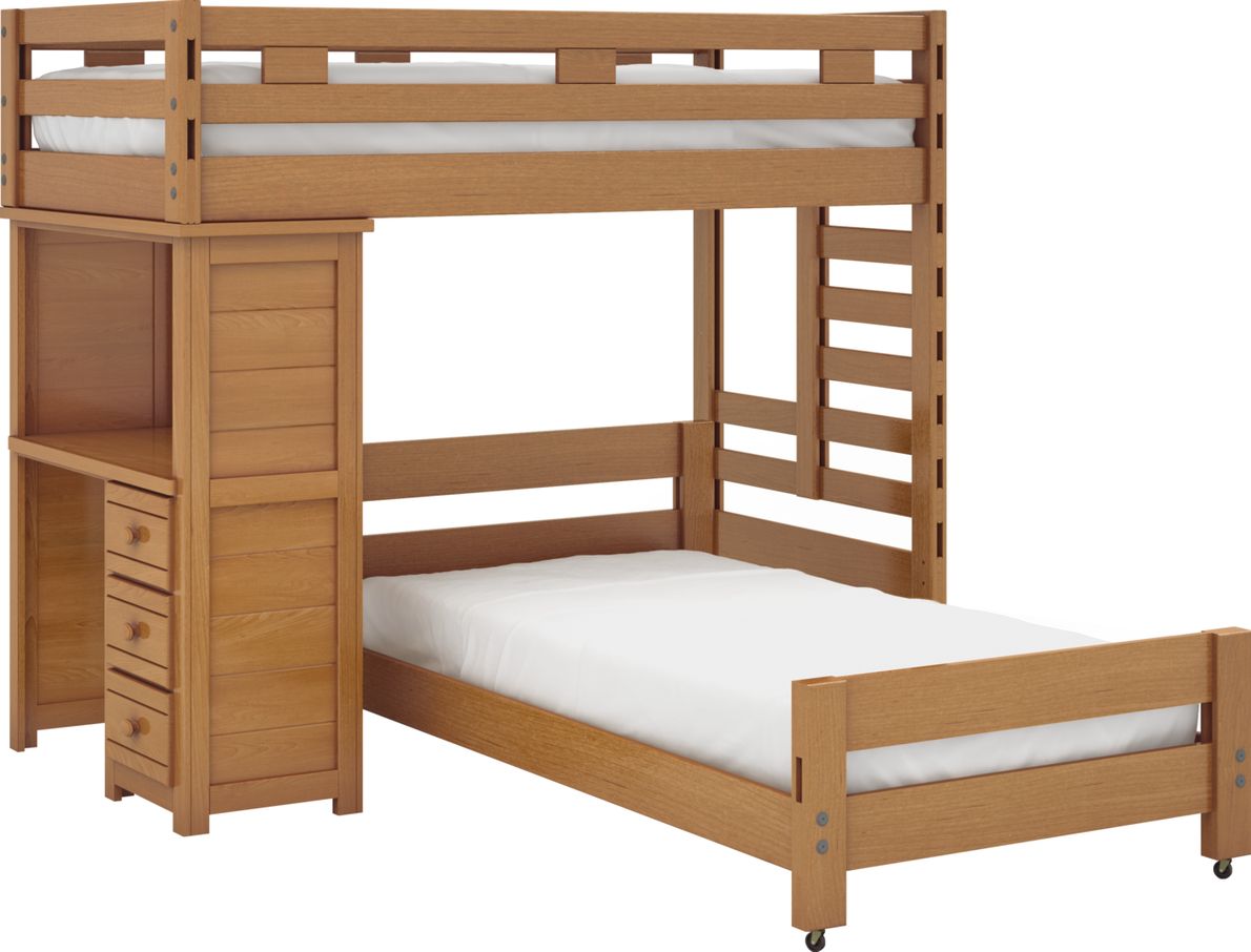 Creekside Taffy Twin Twin Student Bunk Bed with Desk