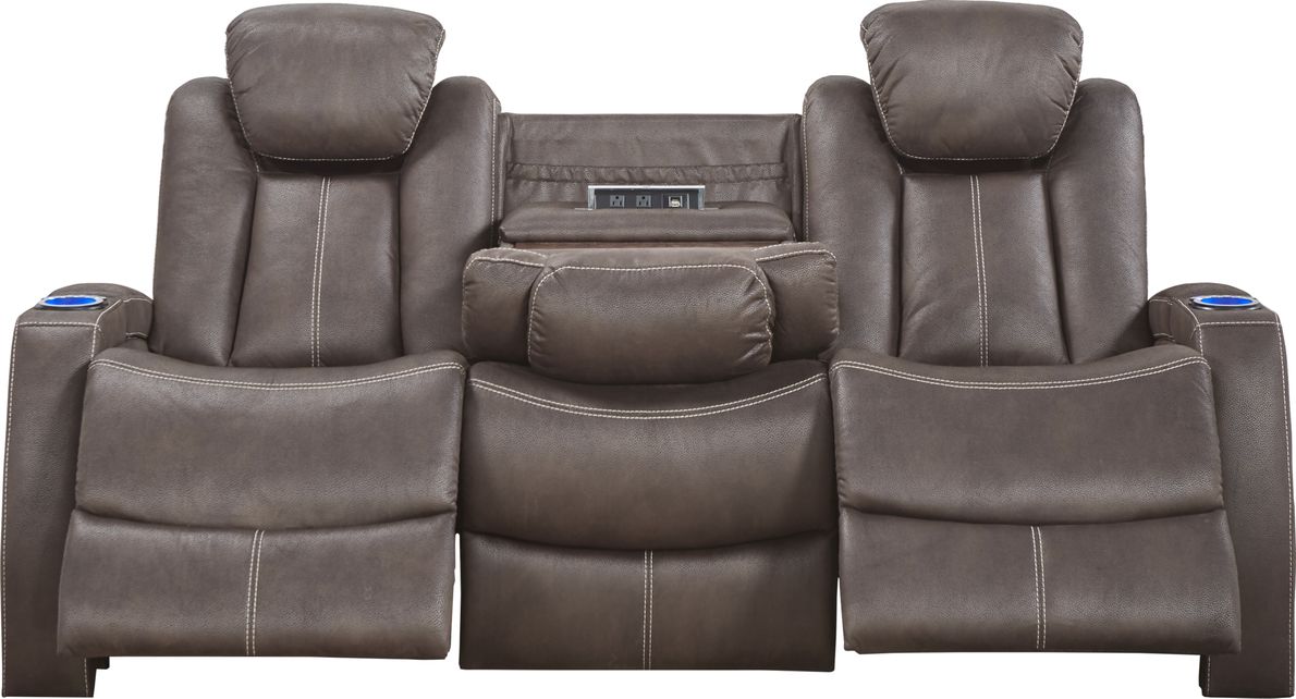 Crestline Chocolate Dual Power Reclining Sofa Rooms To Go