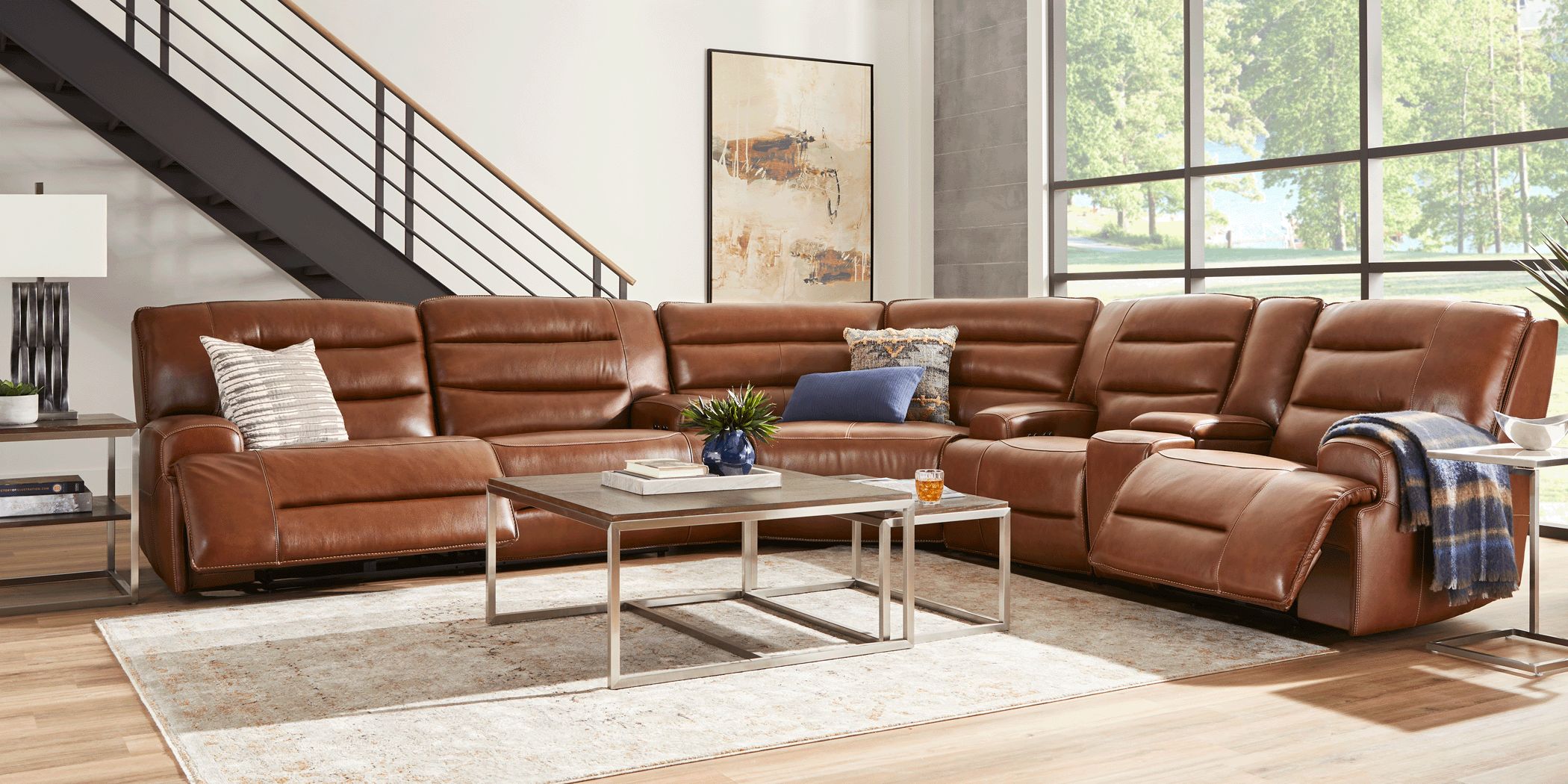 Leather farmhouse store sectional