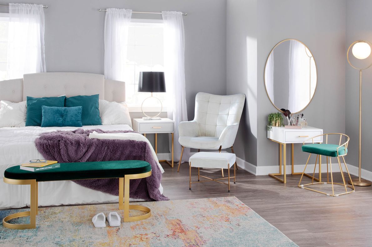 Cream accent chair with ottoman hot sale