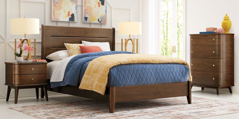 Devon Loft Walnut Finish 5 Pc King Panel Bedroom