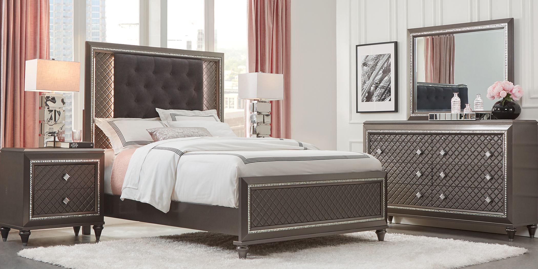 Diamond Falls Gray 5 Pc King Panel Bedroom