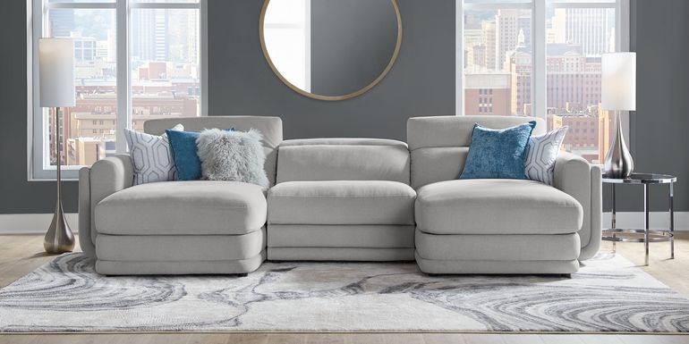 Dillon Smoke 3 Pc Dual Power Reclining Sectional