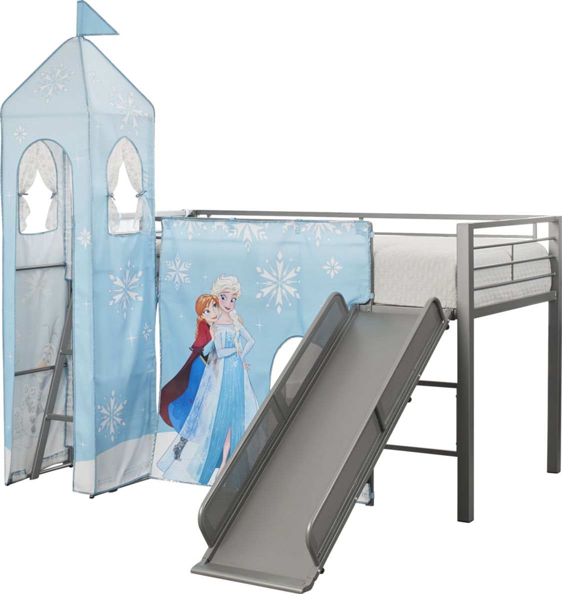 Disney Frozen Silver Jr. Tent Loft Bed with Slide and Tower