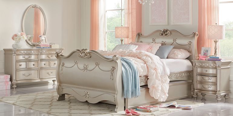Disney Princess Fairytale Silver 5 Pc Full Sleigh Bedroom