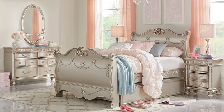 Disney Princess Fairytale Silver 5 Pc Twin Sleigh Bedroom