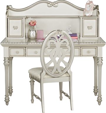 Disney Princess Fairytale Silver Vanity Desk with Hutch and Chair