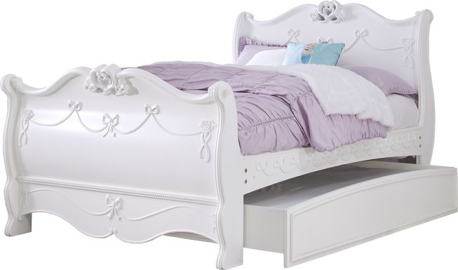 Disney Princess Fairytale White 4 Pc Full Sleigh Bed with Twin Storage Trundle