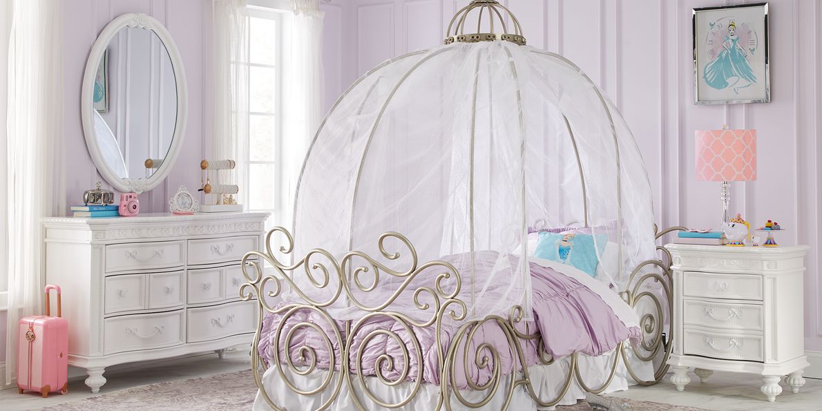 Disney Princess Fairytale White 6 Pc Twin Carriage Bedroom Rooms