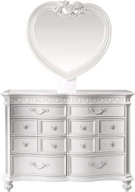 Disney Princess Fairytale White 8 Drawer Dresser & Heart Mirror Set