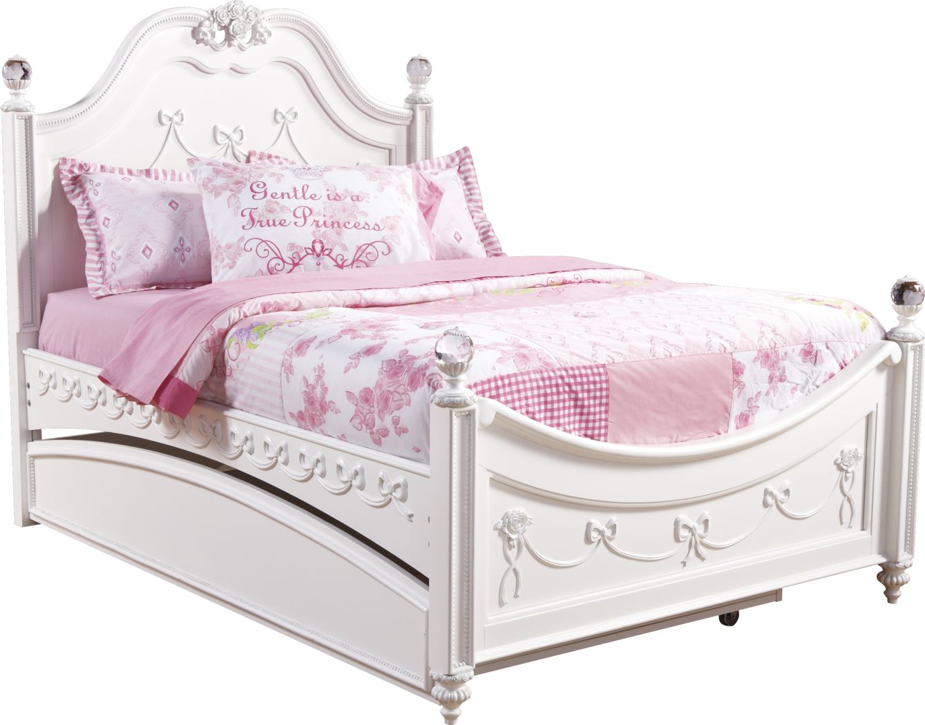 Disney Princess White 4 Pc Full Poster Bed w/Trundle - Rooms To Go