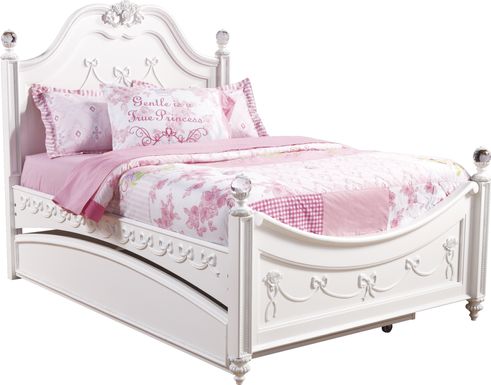 Disney Princess White 4 Pc Full Poster Bed w/Trundle