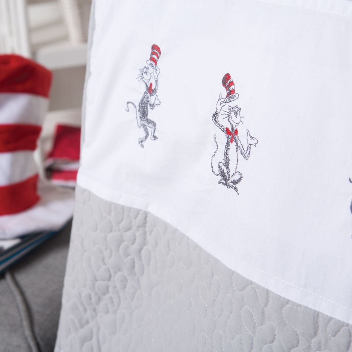 Dr. Seuss The Cat in the Hat Comes Back Gray 4 Pc Baby Bedding Set