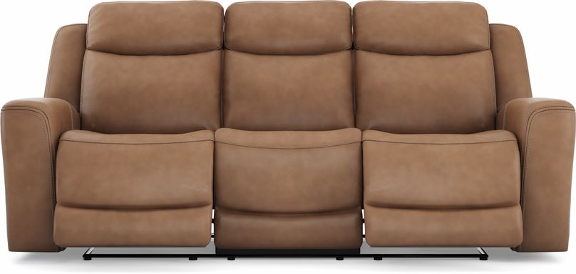 Davidson Caramel Leather Dual Power Reclining Sofa