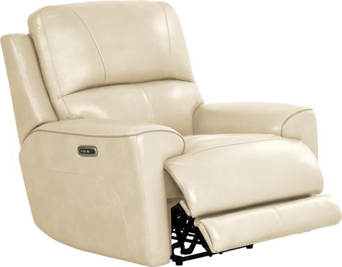 Fremont Almond Leather Dual Power Recliner