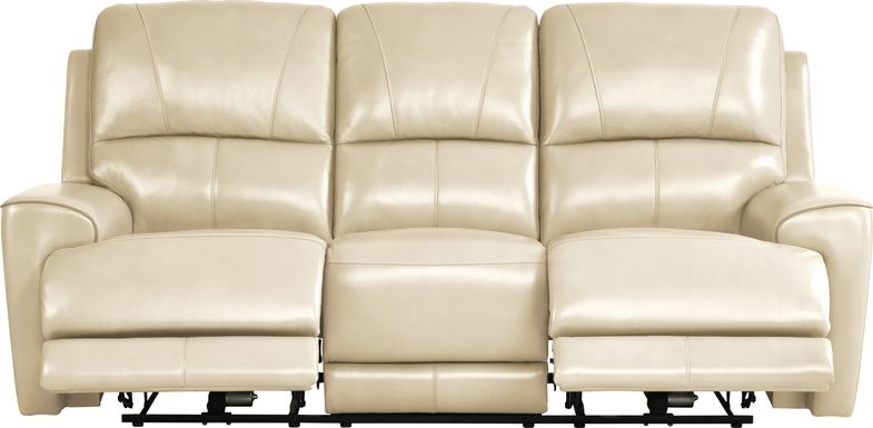 Fremont Almond Leather Dual Power Reclining Sofa