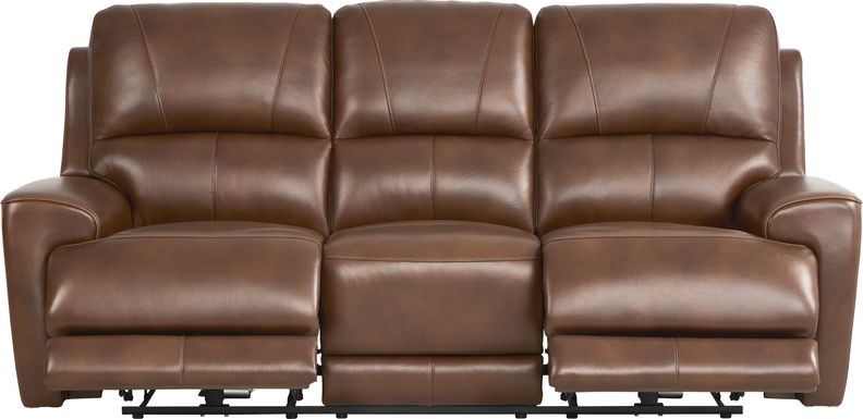 Fremont Brown Leather Dual Power Reclining Sofa