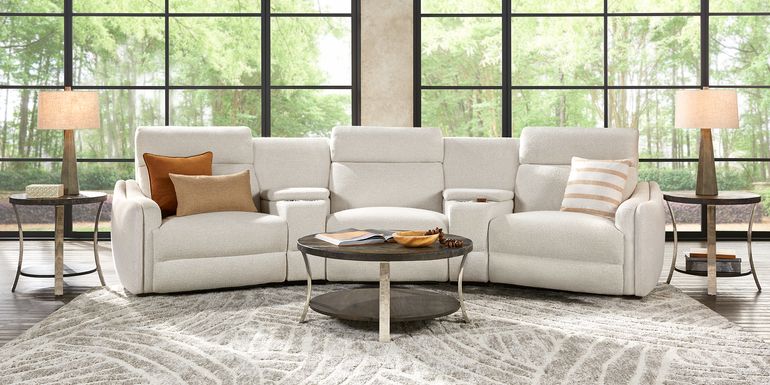 Yountville White 6 Pc Dual Power Reclining Sectional