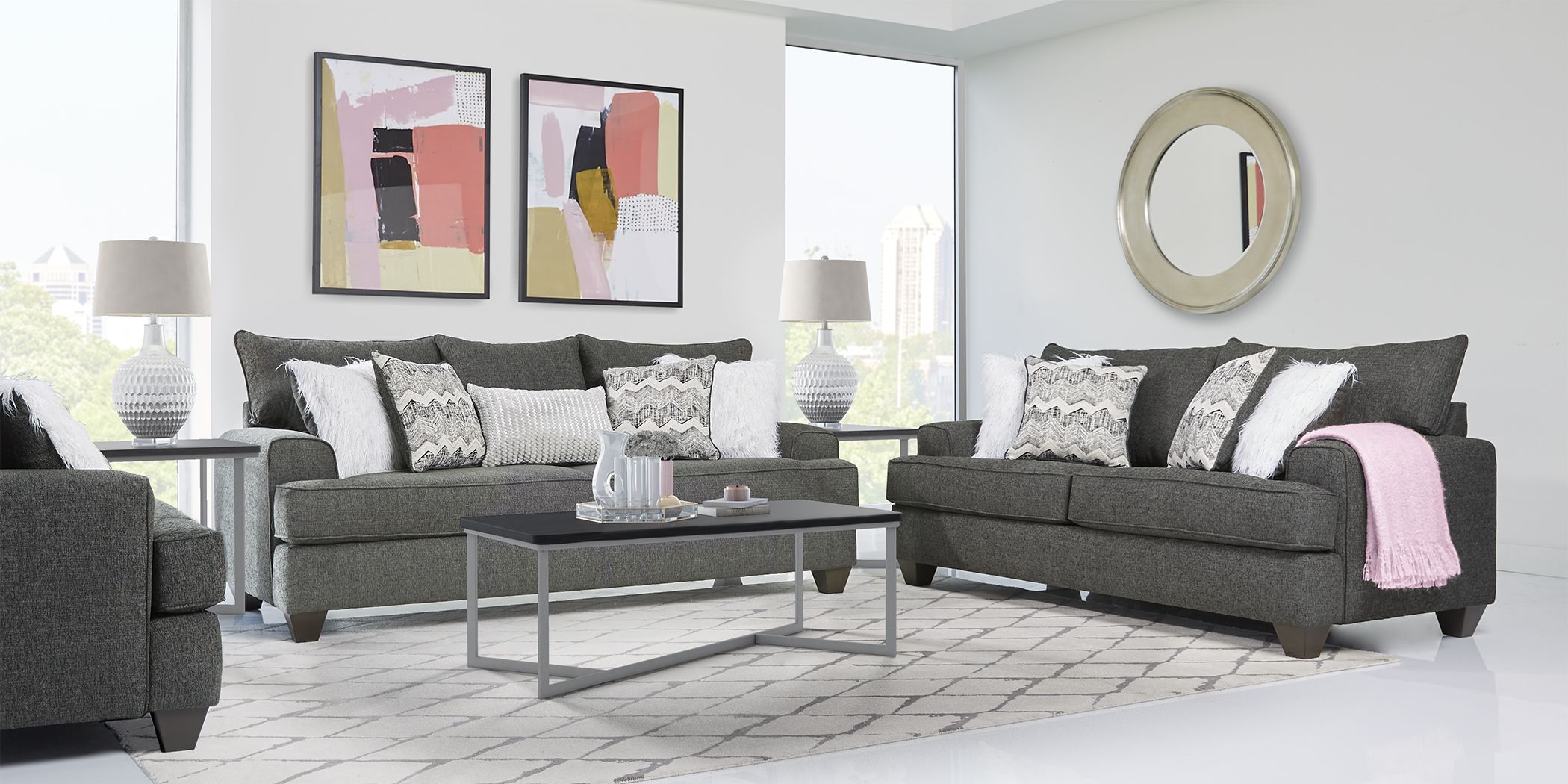 East bank deals gray sofa