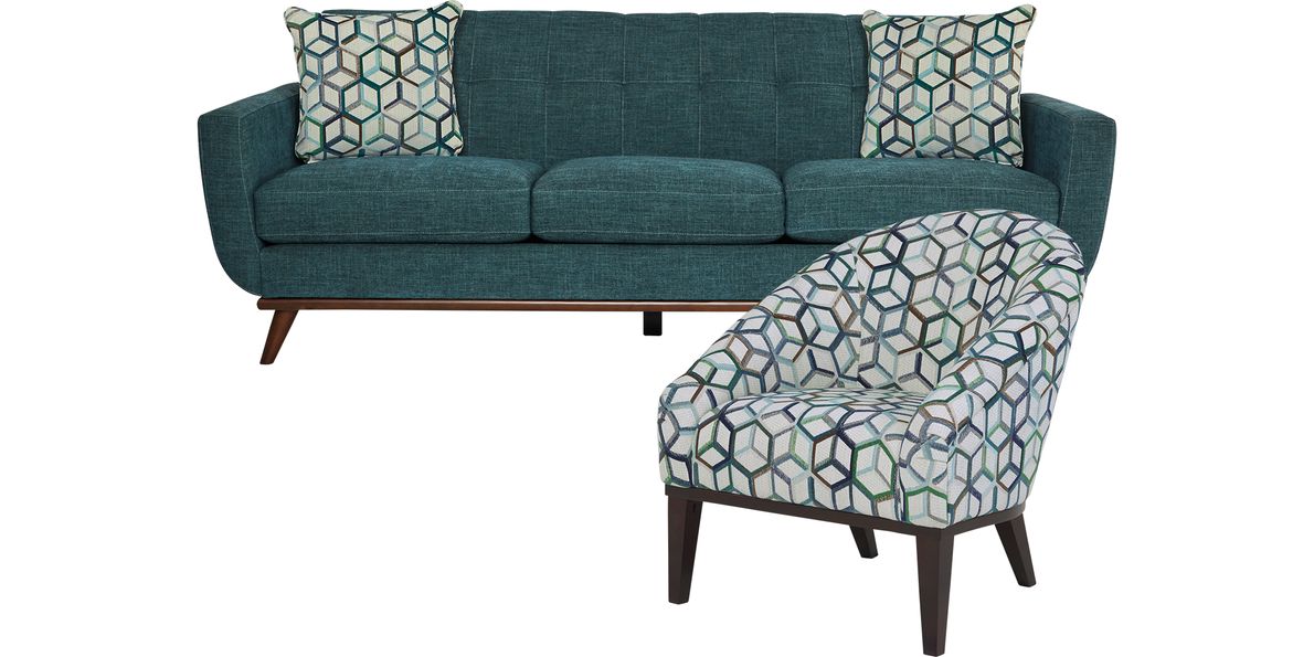 East Side Teal 2 Pc Living Room