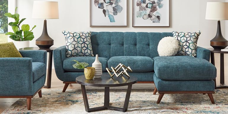 East Side Teal Chaise Sofa