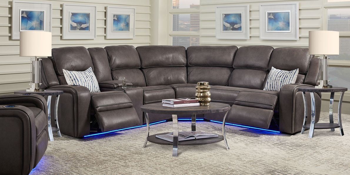 Eastview charcoal 3 pc dual power store reclining sectional