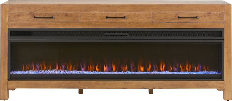 Edgewater Brown 77 in. Console with Electric Fireplace